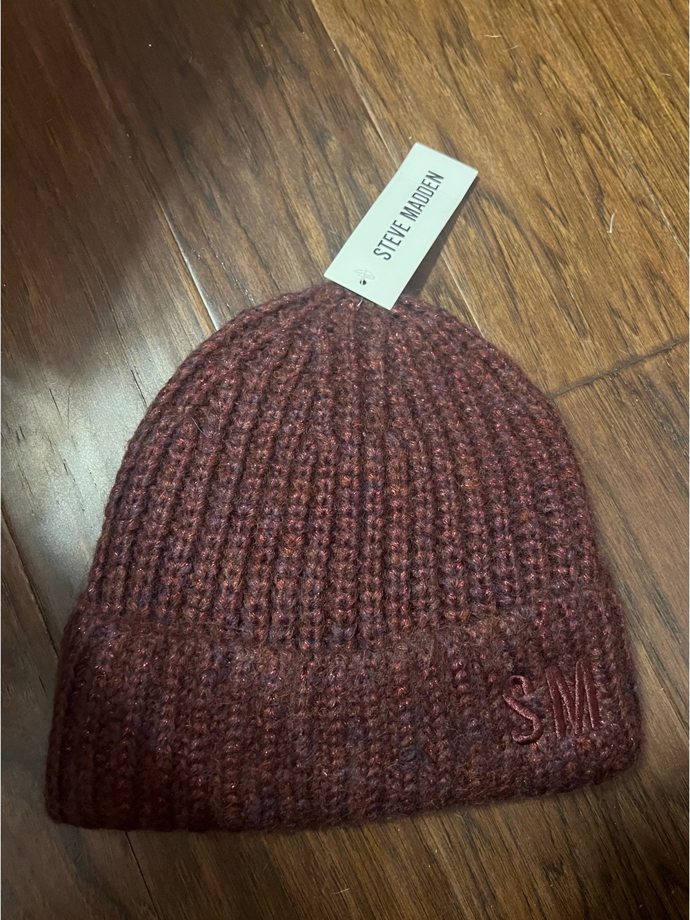 Steve Madden Women's Marled Knit Beanie, Merlot One Size, MSRP $32